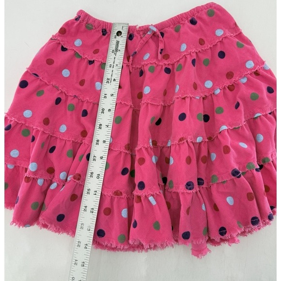 Mini Boden Girl's Pink Polka Dot Corduroy Tiered Ruffle Skirt Size 3-4 Years - Picture 9 of 9